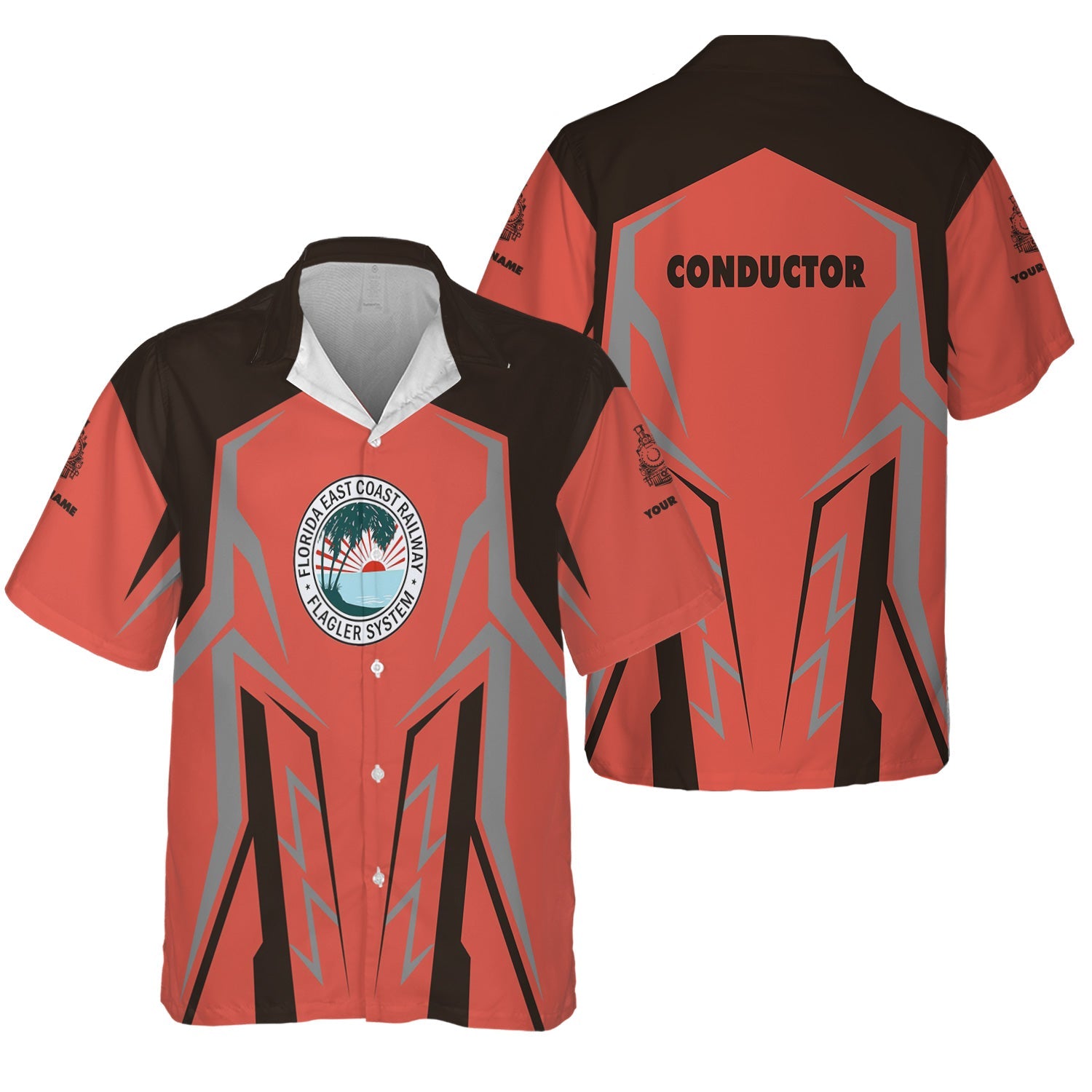 Railspirit Personalized Florida East Coast Railway Hawaiian Shirt Futuristic Design with Custom Job Train Shirt