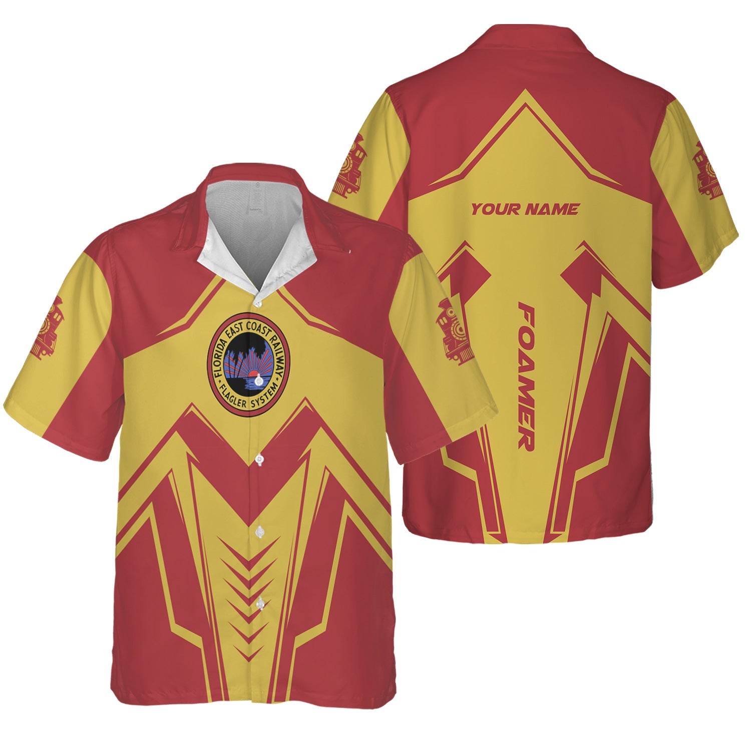 Railspirit Personalized Florida East Coast Railway Hawaiian Shirt Railway Trainspotter Style Shirt Gift Idea For Foamers