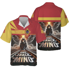 Railspirit Personalized Florida East Coast Railway Hawaiian Shirt One Track Mind Train Printed Shirt