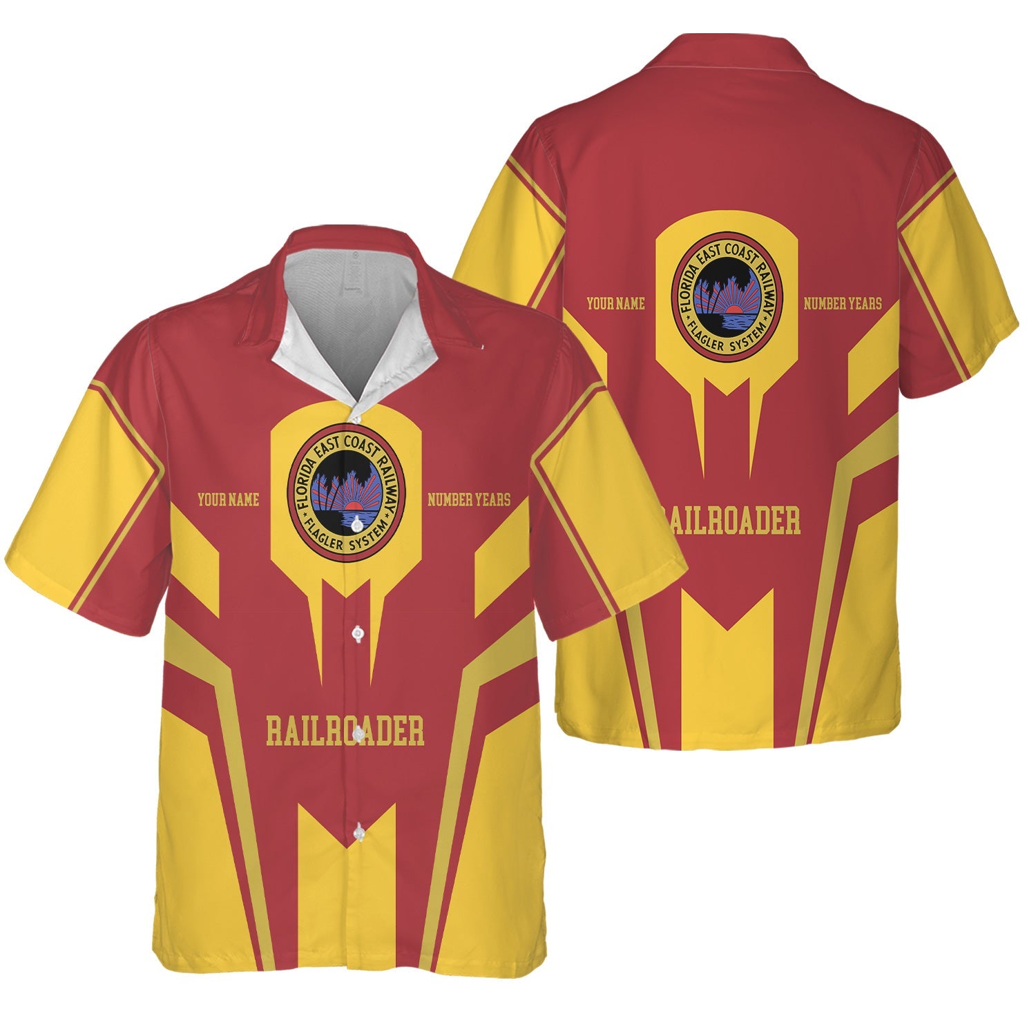 Railspirit Personalized Florida East Coast Railway Hawaiian Shirt Custom Year Railroader Shirt Gift Idea For Train Lover