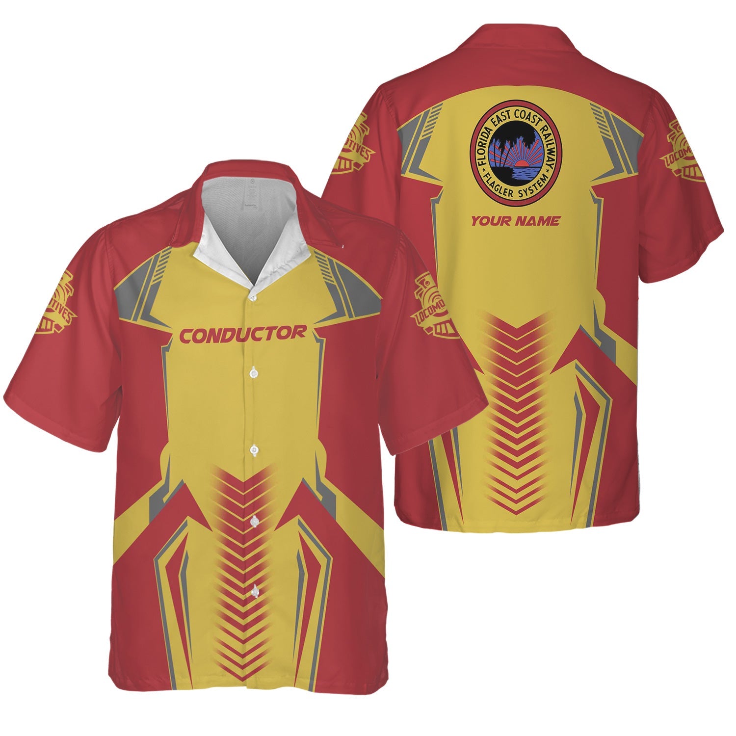 Railspirit Personalized Florida East Coast Railway Hawaiian Shirt Standout Style with Custom Position Train Shirt