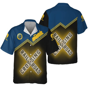 Railspirit Personalized Alaska Railroad Hawaiian Shirt Railroad Crossing Printed Train Track Shirt