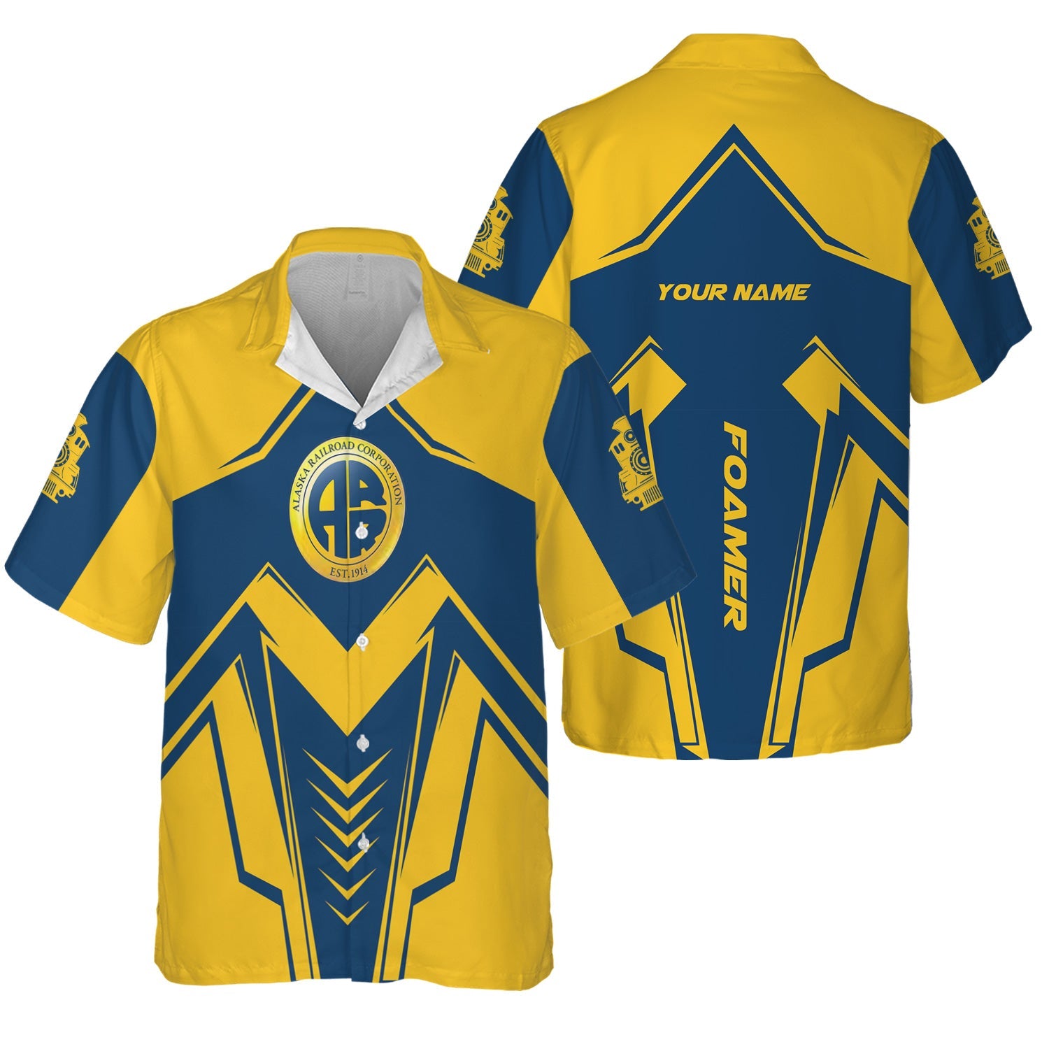 Railspirit Personalized Alaska Railroad Hawaiian Shirt Railway Trainspotter Style Shirt Gift Idea For Foamers