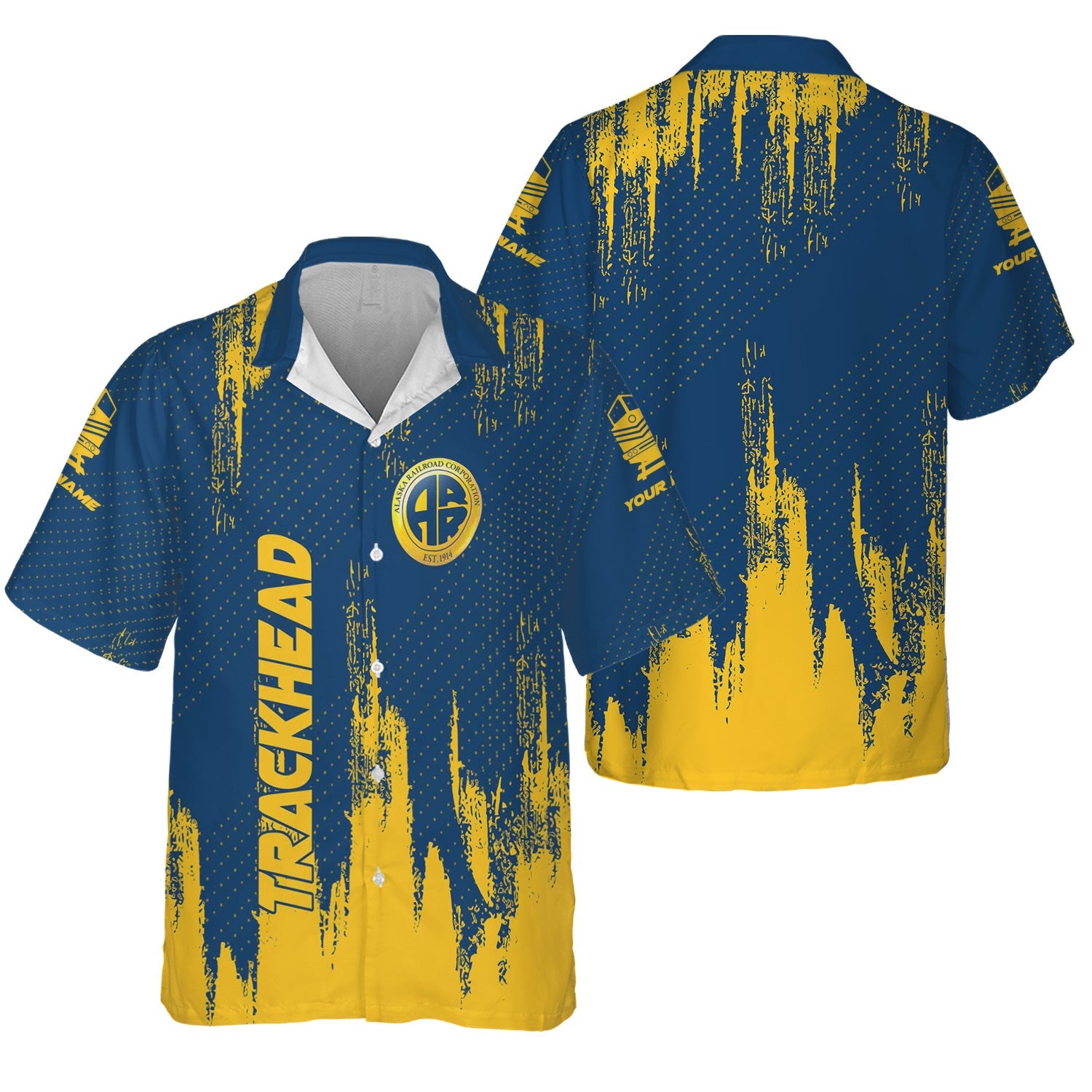 Railspirit Personalized Alaska Railroad Hawaiian Shirt Paint Impact Design Train Shirt for Trackhead