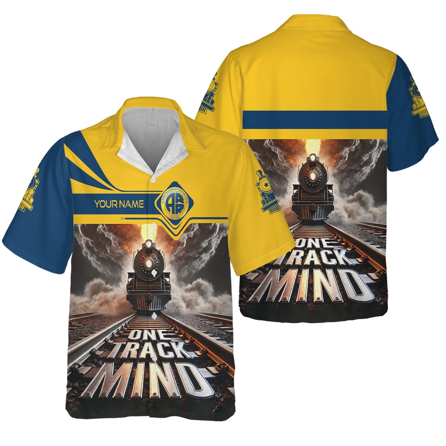Railspirit Personalized Alaska Railroad Hawaiian Shirt One Track Mind Train Printed Shirt