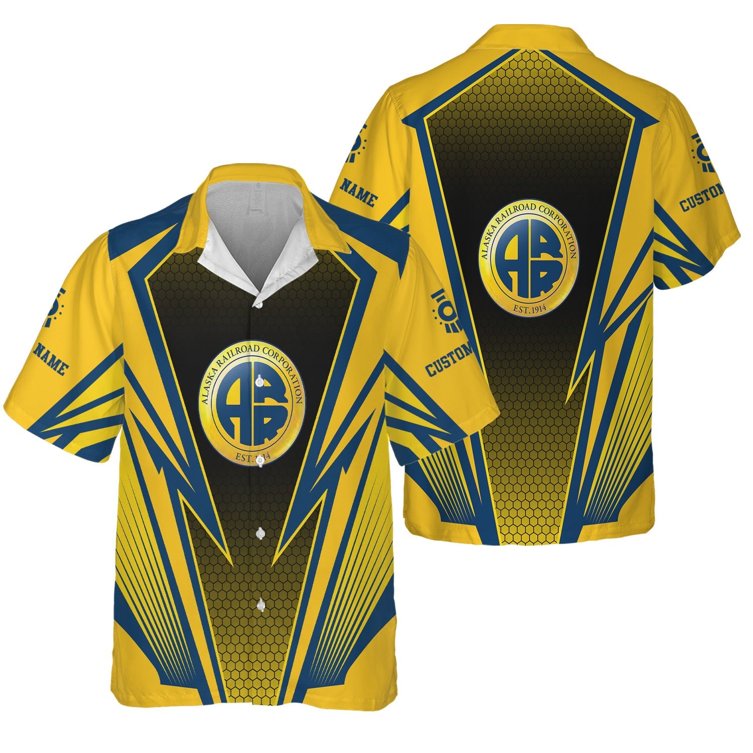 Railspirit Personalized Alaska Railroad Hawaiian Shirt Lightning Graphic Style Shirt Gift Idea For Train Lover