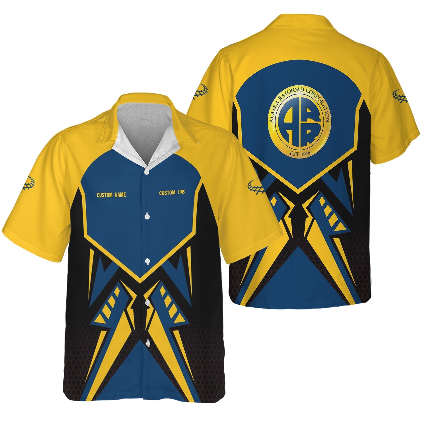 Railspirit Personalized Alaska Railroad Hawaiian Shirt Vibriant Style with Custom Position Train Shirt