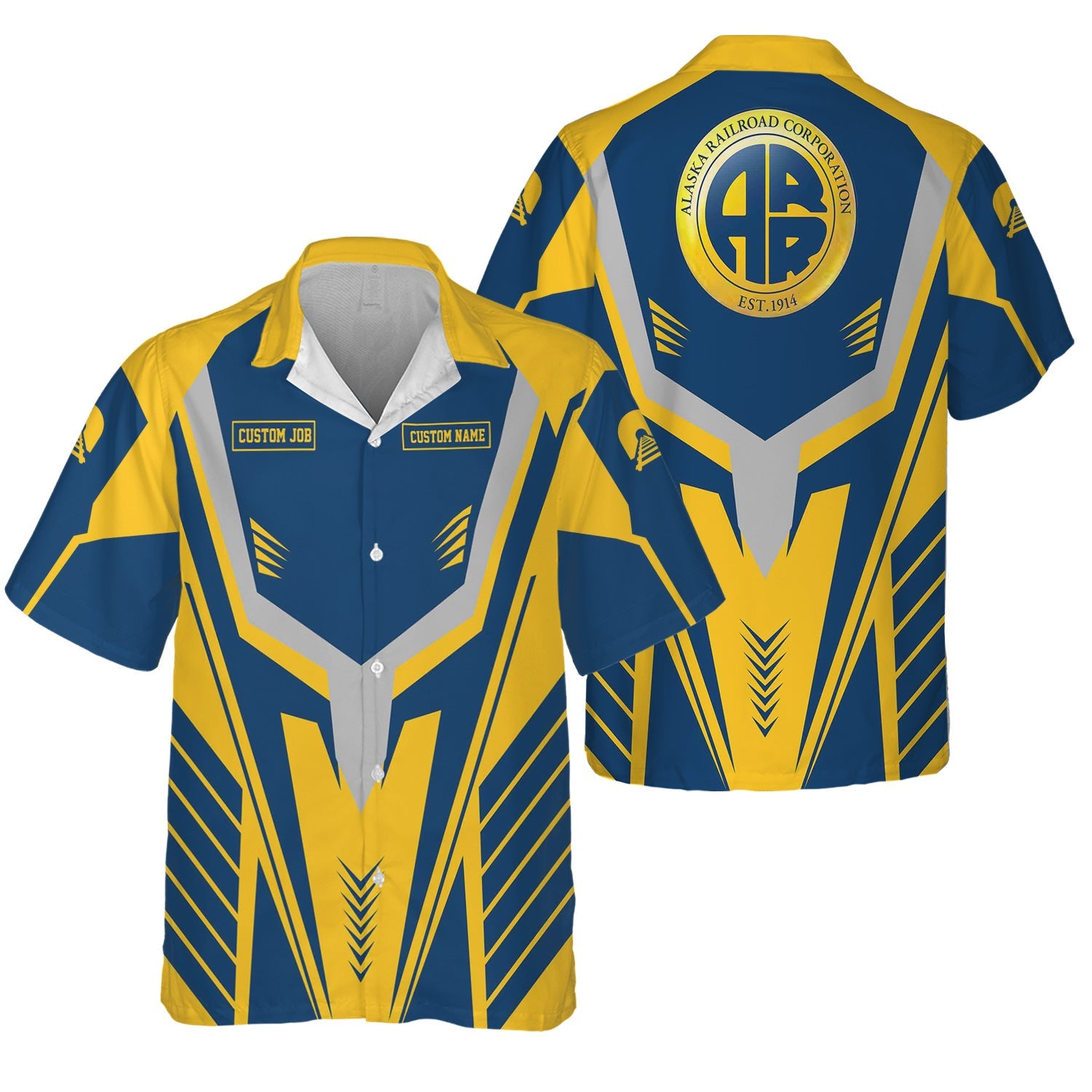 Railspirit Personalized Alaska Railroad Hawaiian Shirt Workwear-Inspired with Custom Position Train Shirt