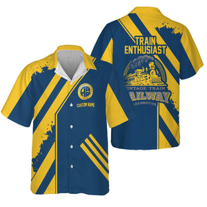 Railspirit Personalized Alaska Railroad Hawaiian Shirt Locomotive Design Train Shirt for Train Enthusiast