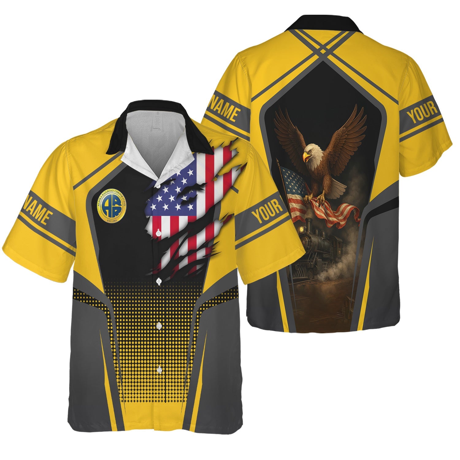Railspirit Personalized Alaska Railroad Hawaiian Shirt American Eagle Vintage Train Shirt