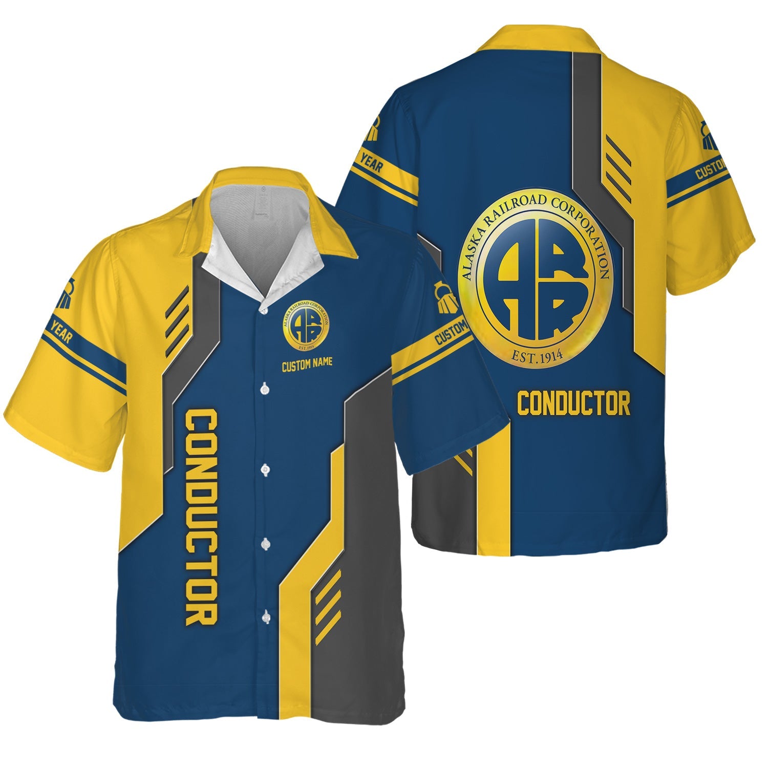 Railspirit Personalized Alaska Railroad Hawaiian Shirt Unique Railway Style with Custom Job Train Shirt