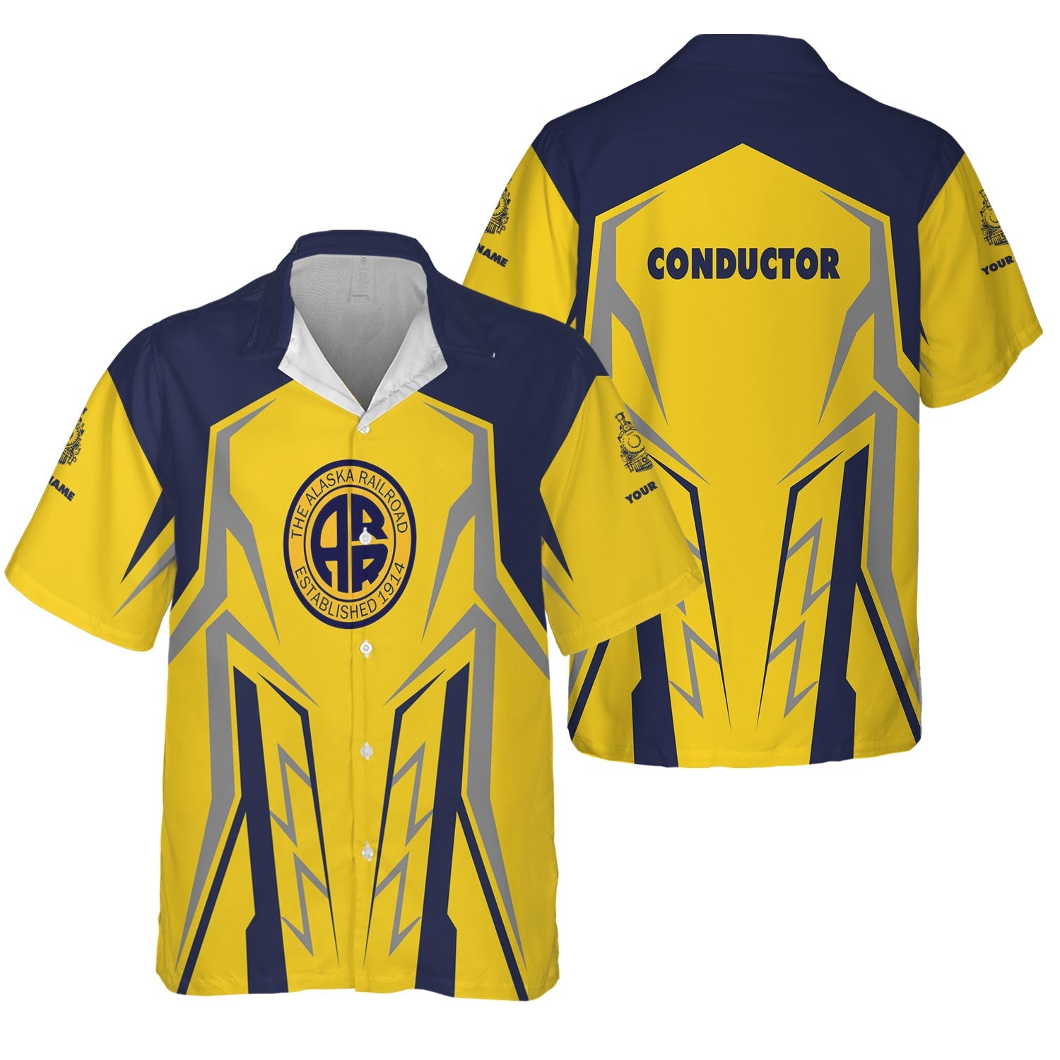 Railspirit Personalized Alaska Railroad Hawaiian Shirt Futuristic Design with Custom Job Train Shirt