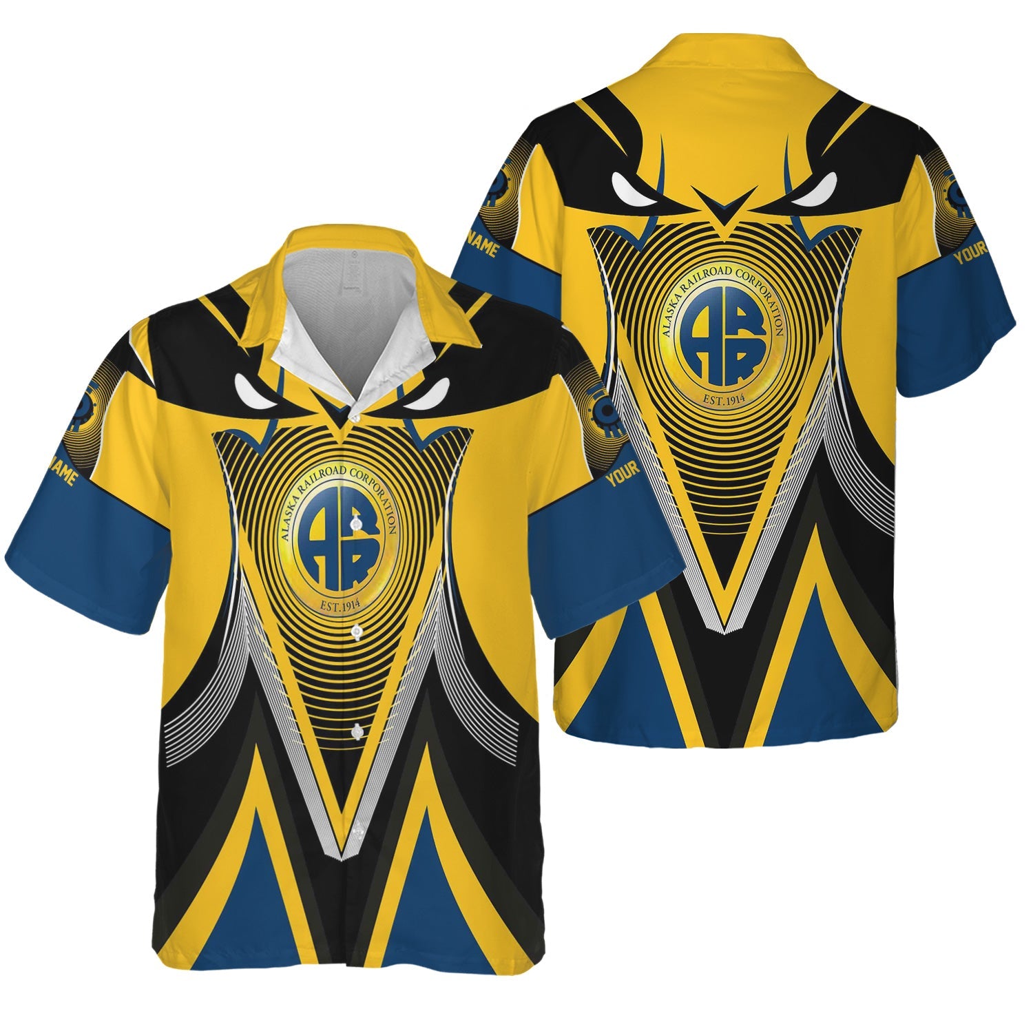 Railspirit Personalized Alaska Railroad Hawaiian Shirt Vibrant Graphic Pattern Shirt For Train Enthusiasts