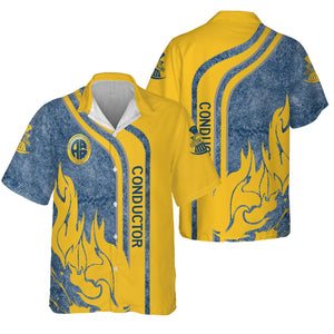 Railspirit Personalized Alaska Railroad Hawaiian Shirt Flame Design with Custom Job Position Train Shirt