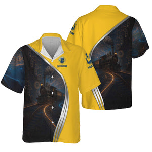 Railspirit Personalized Alaska Railroad Hawaiian Shirt Steampunk Locomotive with Custom Year Train Shirt