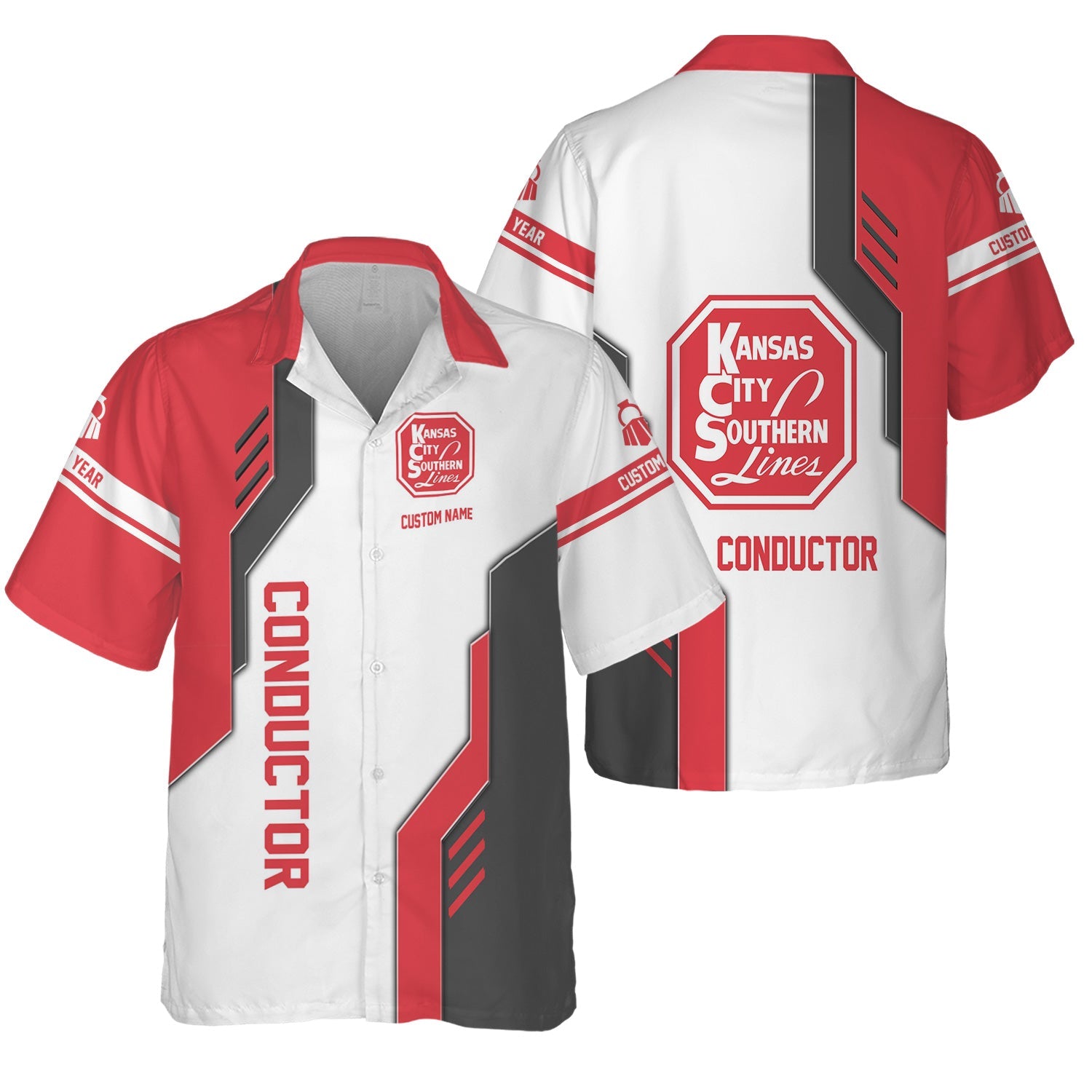 Railspirit Personalized Kansas City Southern Hawaiian Shirt Unique Railway Style with Custom Job Train Shirt