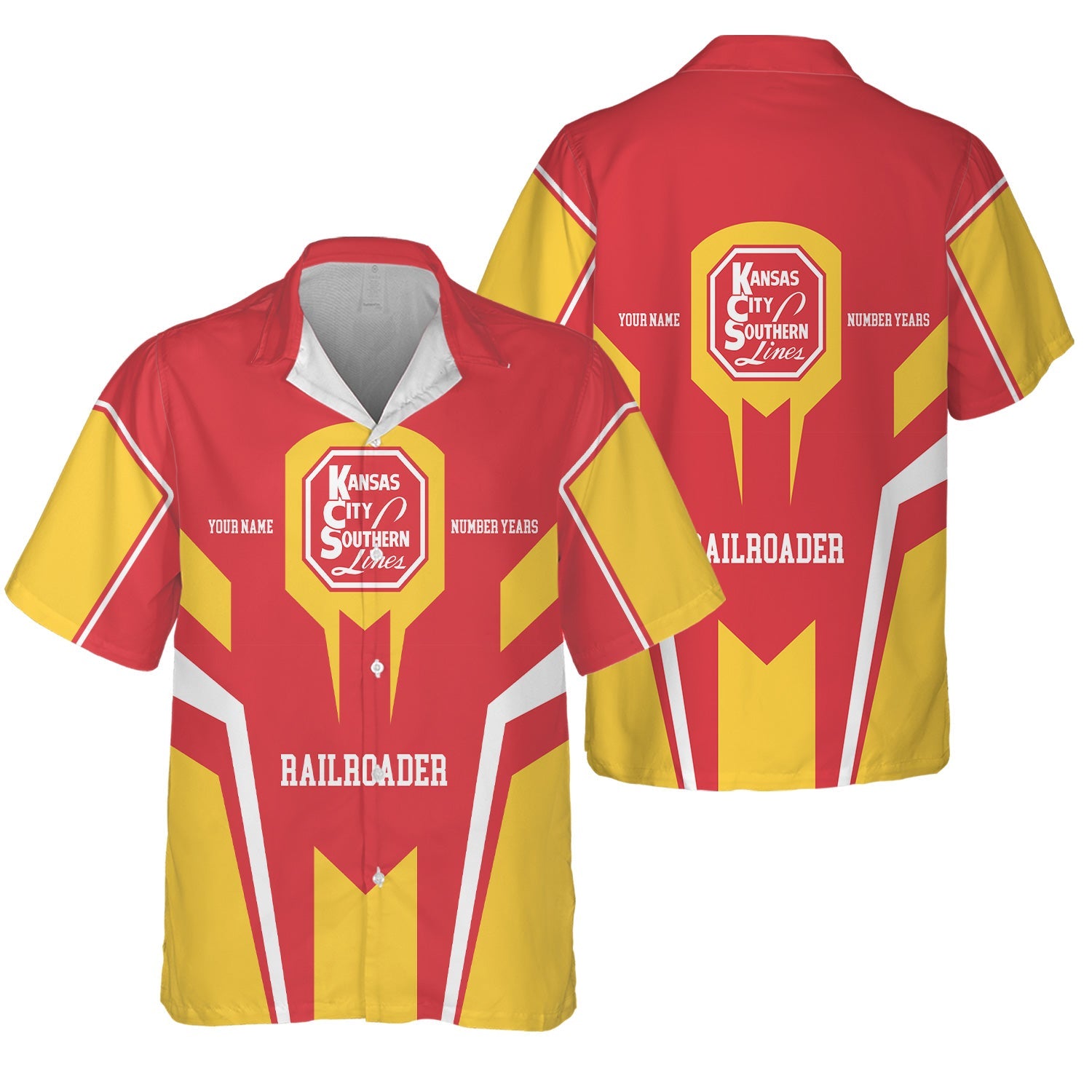 Railspirit Personalized Kansas City Southern Hawaiian Shirt Custom Year Railroader Shirt Gift Idea For Train Lover