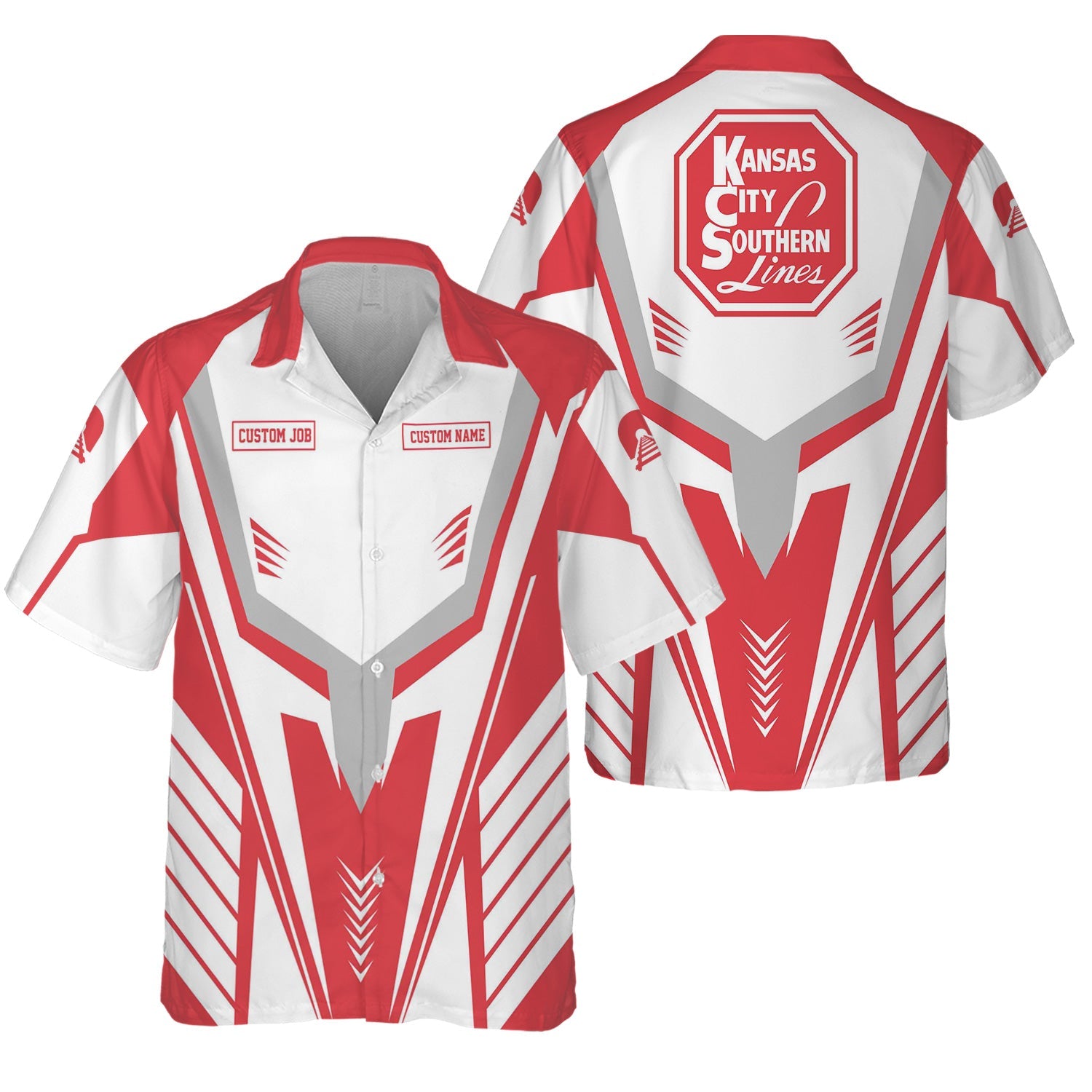 Railspirit Personalized Kansas City Southern Hawaiian Shirt Workwear-Inspired with Custom Position Train Shirt