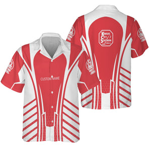 Railspirit Personalized Kansas City Southern Hawaiian Shirt Striped Railroad Style Train Shirt All Over Print