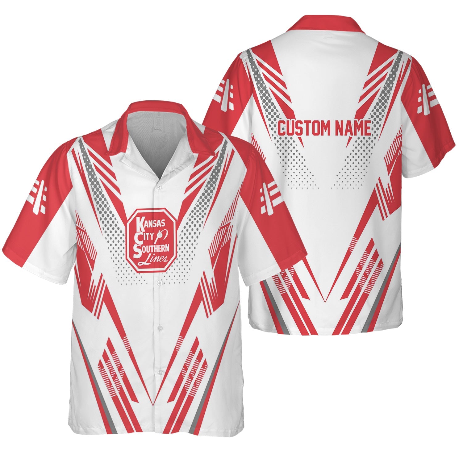 Railspirit Personalized Kansas City Southern Hawaiian Shirt Railroad Tribute Design Train Shirt for Train Lovers