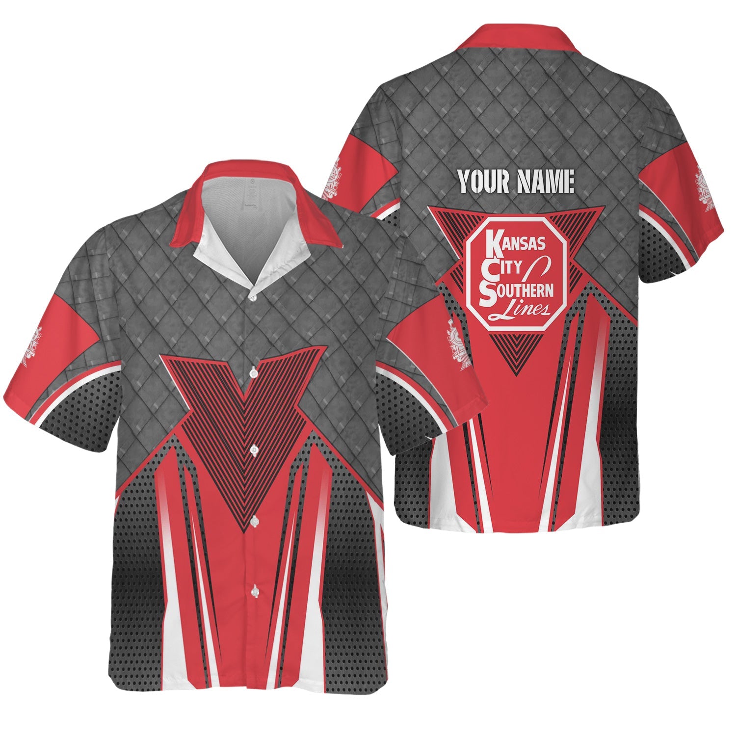 Railspirit Personalized Kansas City Southern Hawaiian Shirt Rugged Steel Vibes Train Shirt All Over Print