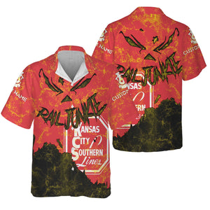 Railspirit Personalized Kansas City Southern Hawaiian Shirt Torn Graphic Style Train Shirt For Rail Junkie