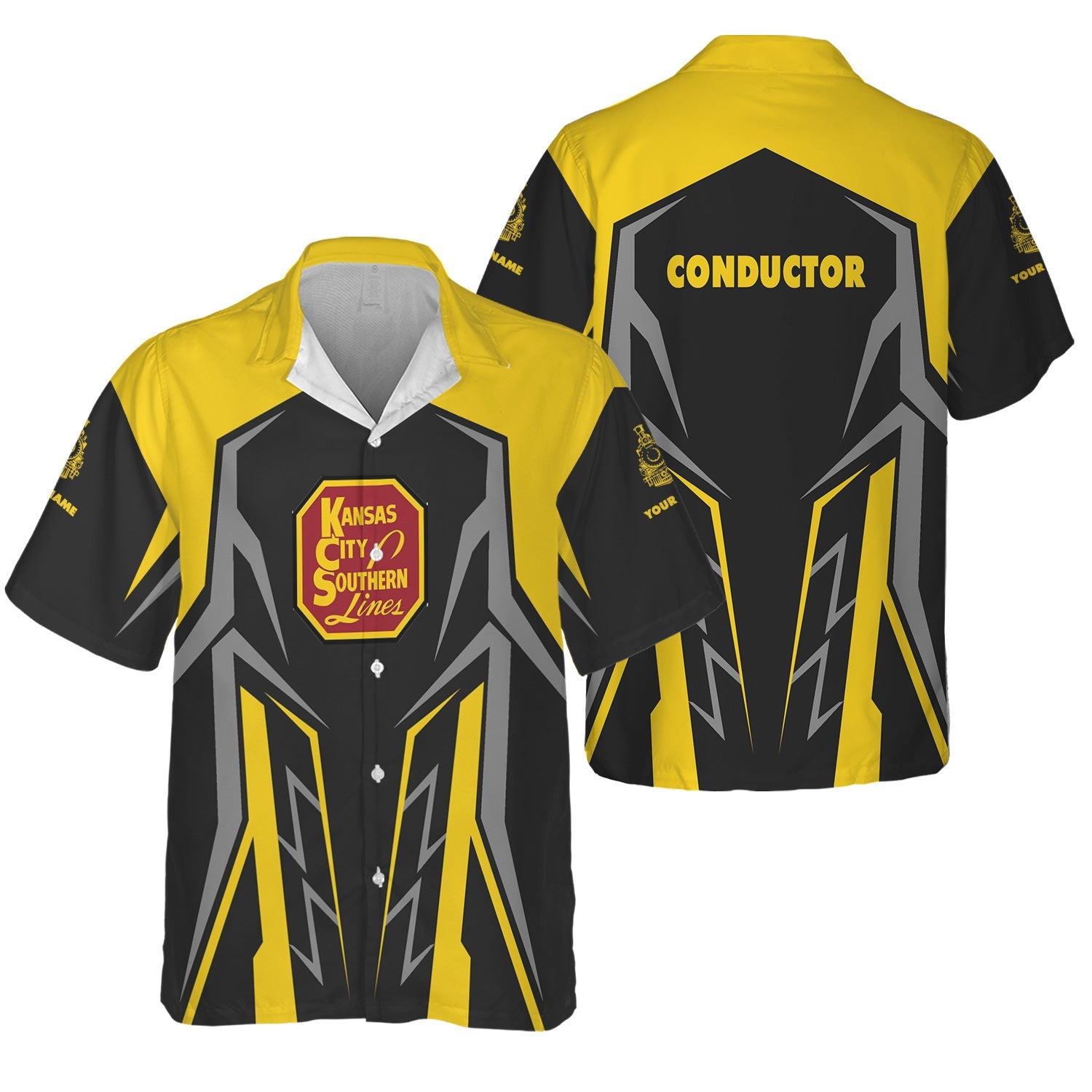 Railspirit Personalized Kansas City Southern Hawaiian Shirt Futuristic Design with Custom Job Train Shirt
