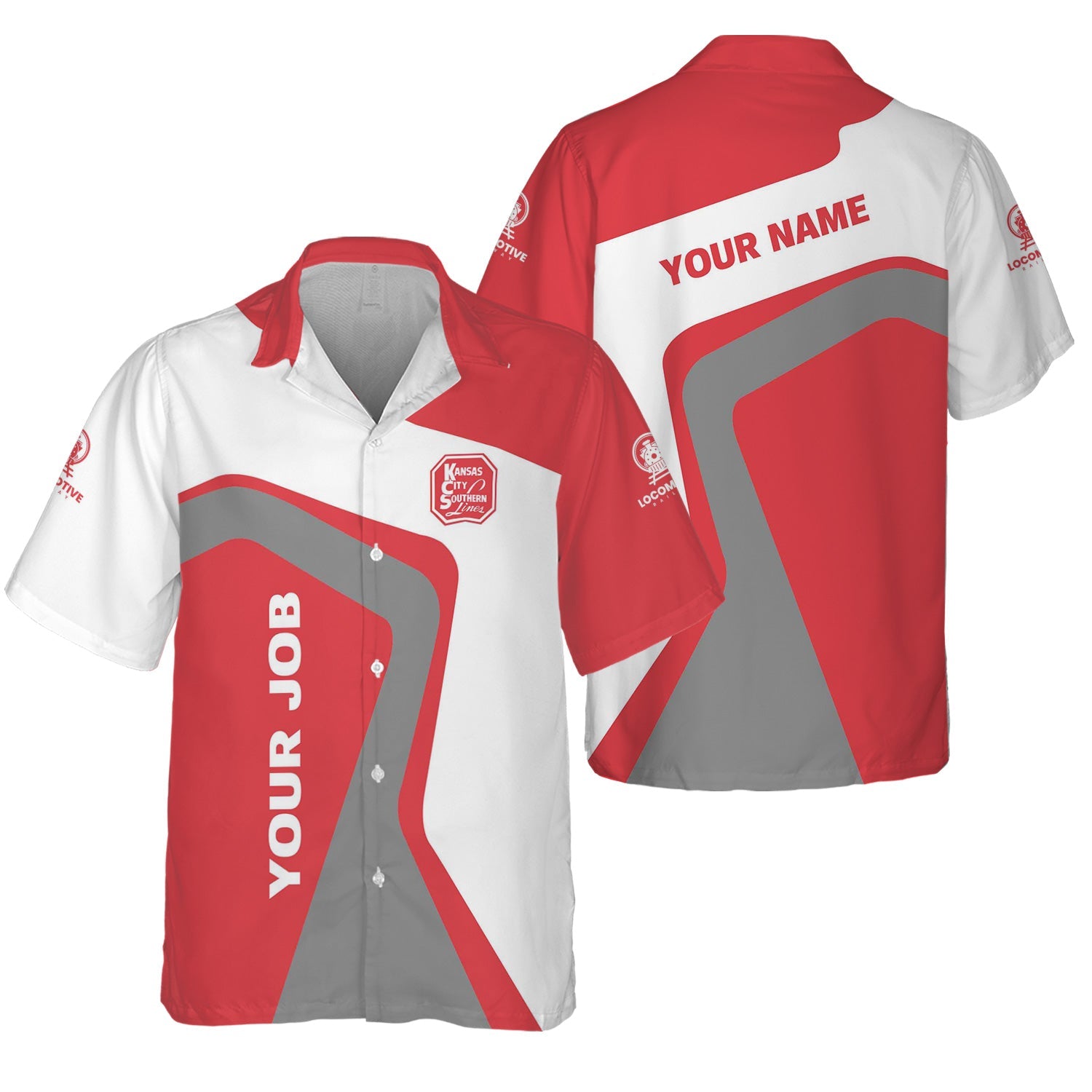 Railspirit Personalized Kansas City Southern Hawaiian Shirt Unique Design with Custom Job Position Train Shirt