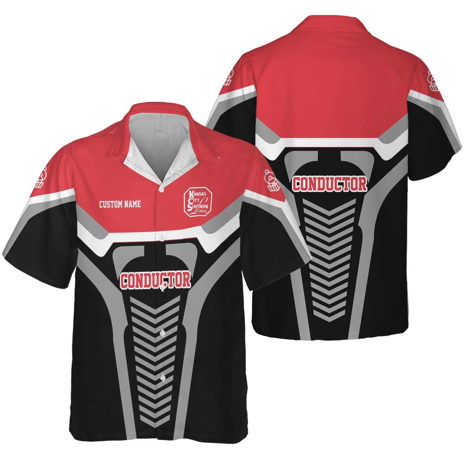 Railspirit Personalized Kansas City Southern Hawaiian Shirt Track-Inspired with Custom Job Position Train Shirt