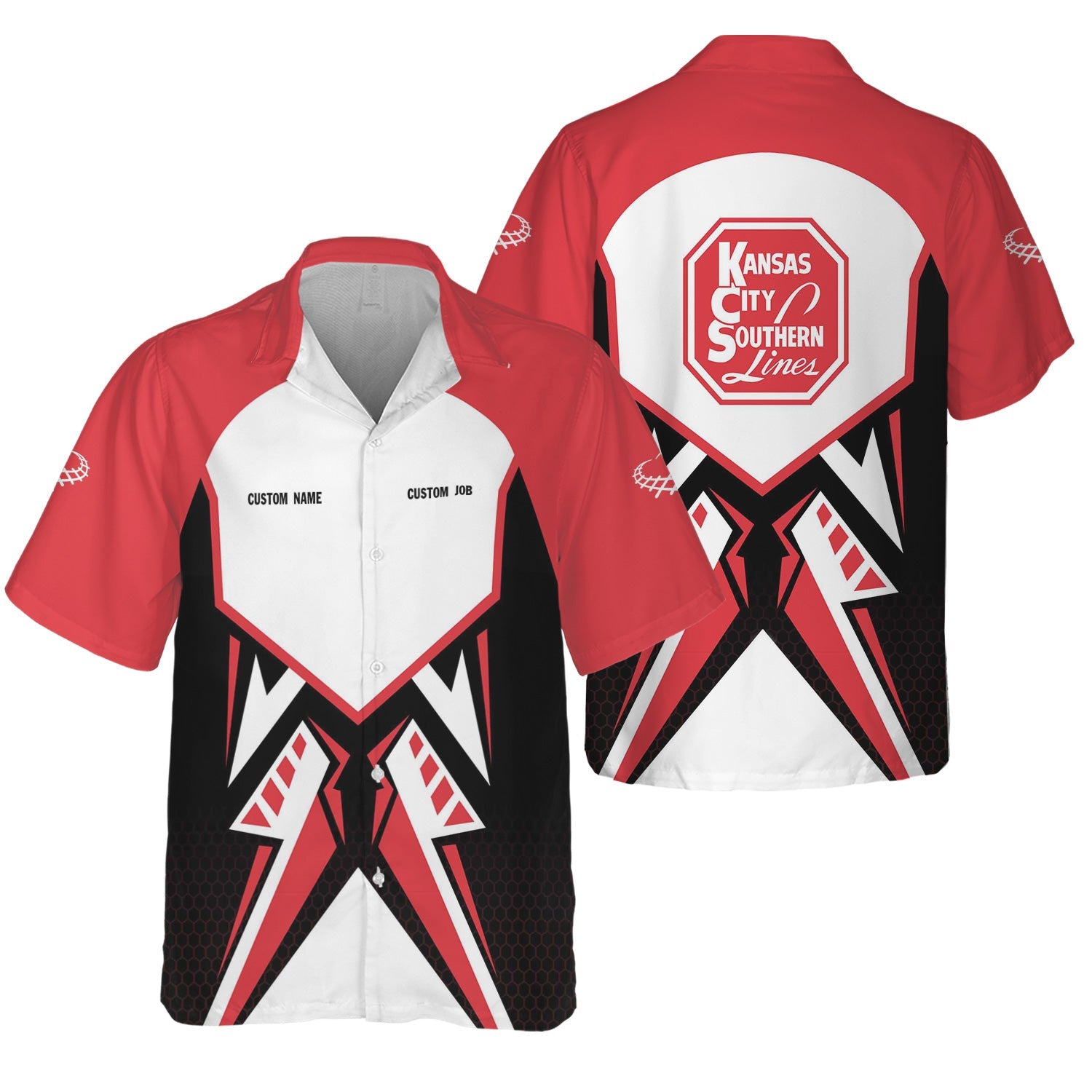 Railspirit Personalized Kansas City Southern Hawaiian Shirt Vibriant Style with Custom Position Train Shirt