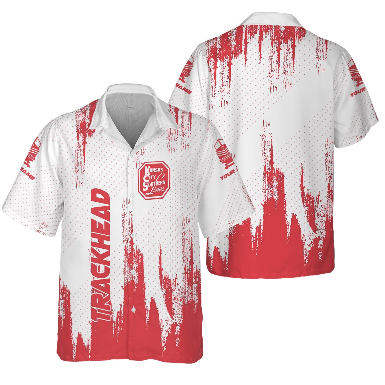 Railspirit Personalized Kansas City Southern Hawaiian Shirt Paint Impact Design Train Shirt for Trackhead