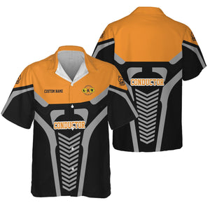 Railspirit Personalized Genesee & Wyoming Inc. Railroad Hawaiian Shirt Track-Inspired with Custom Job Position Train Shirt