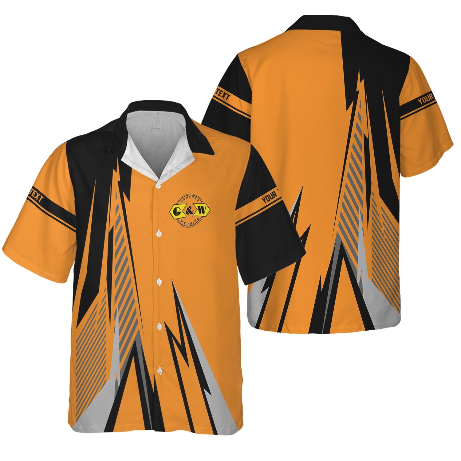 Railspirit Personalized Genesee & Wyoming Inc. Railroad Hawaiian Shirt Lightning-Inspired Railway Style Shirt For Train Lovers