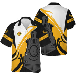 Railspirit Personalized Genesee & Wyoming Inc. Railroad Hawaiian Shirt Flame-Inspired Style Shirt Gift Idea For Train Lovers