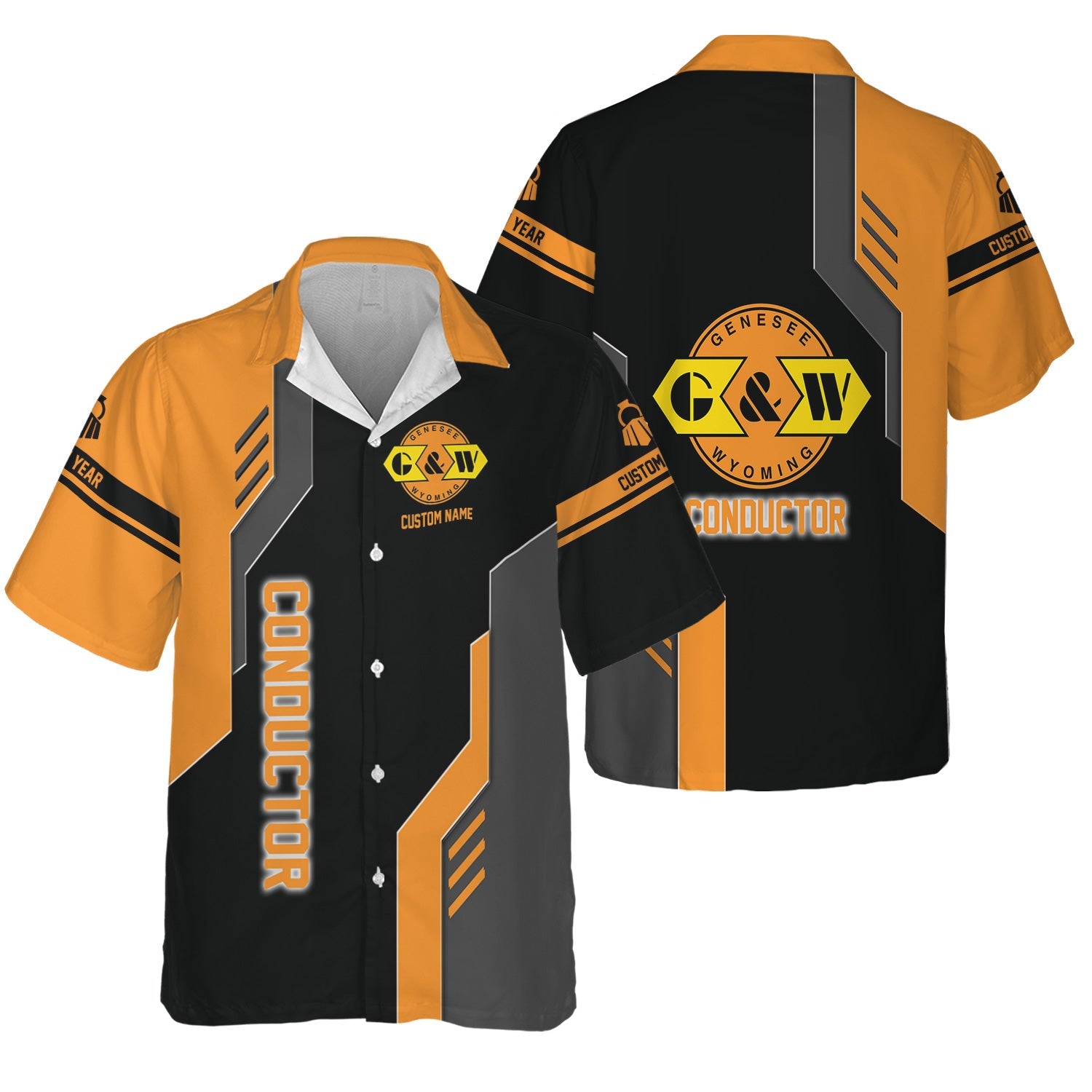 Railspirit Personalized Genesee & Wyoming Inc. Railroad Hawaiian Shirt Unique Railway Style with Custom Job Train Shirt