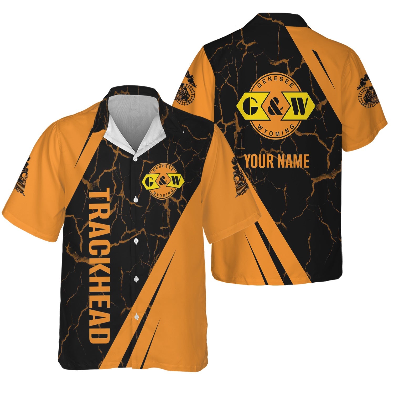 Railspirit Personalized Genesee & Wyoming Inc. Railroad Hawaiian Shirt Crackle Texture Style Shirt For Trackhead