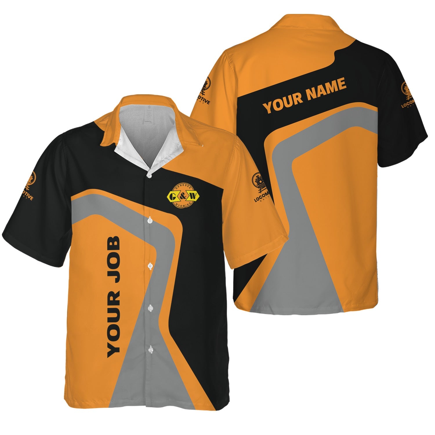 Railspirit Personalized Genesee & Wyoming Inc. Railroad Hawaiian Shirt Unique Design with Custom Job Position Train Shirt