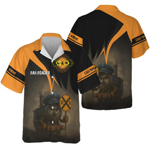 Railspirit Personalized Genesee & Wyoming Inc. Railroad Hawaiian Shirt Angry Train Hawaiian Shirt Gift Idea For Train Lover