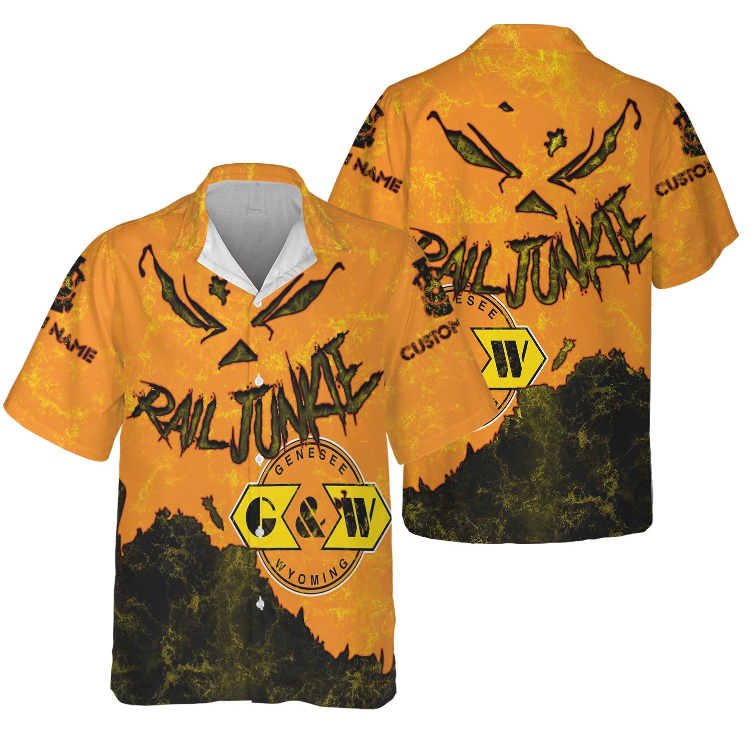Railspirit Personalized Genesee & Wyoming Inc. Railroad Hawaiian Shirt Torn Graphic Style Train Shirt For Rail Junkie
