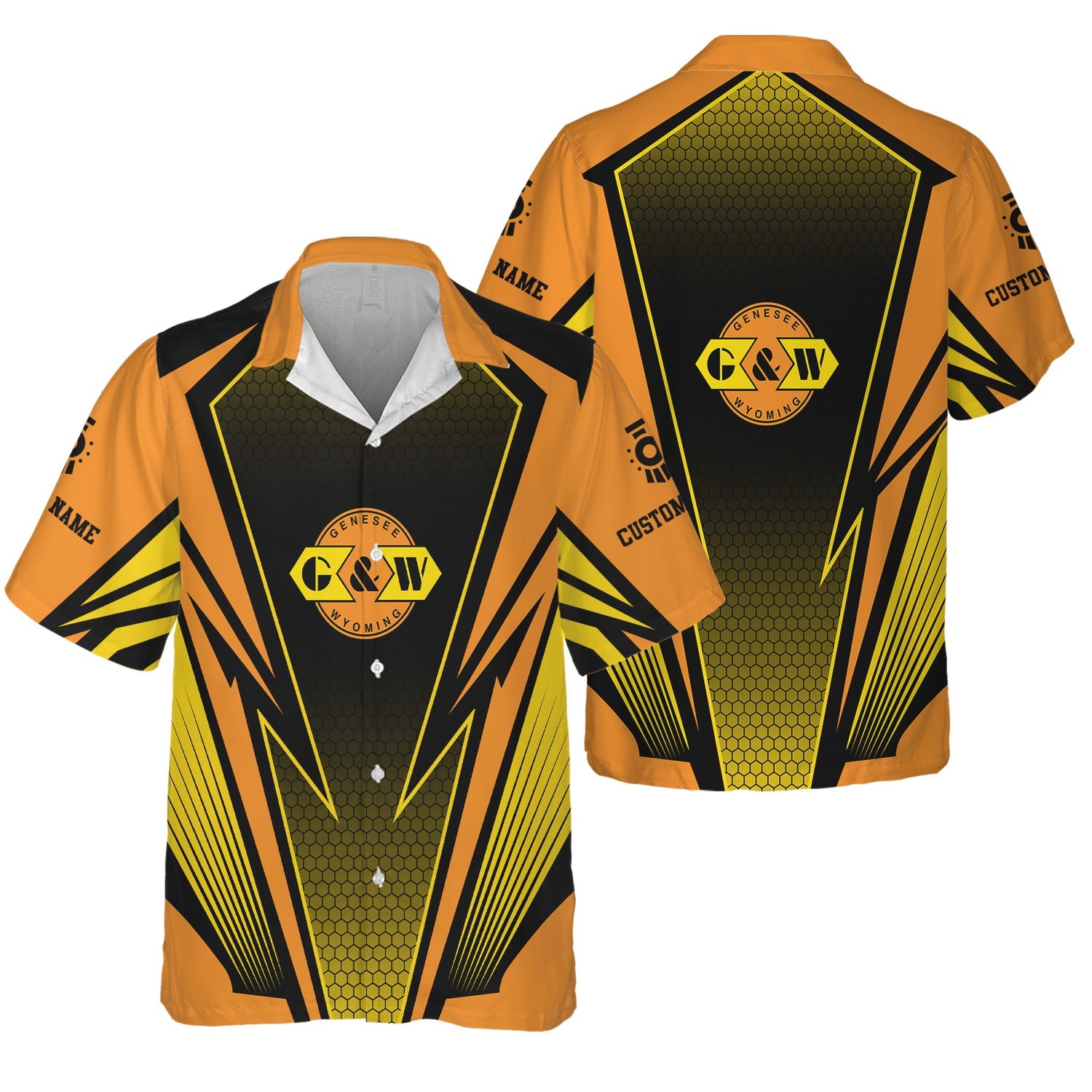 Railspirit Personalized Genesee & Wyoming Inc. Railroad Hawaiian Shirt Lightning Graphic Style Shirt Gift Idea For Train Lover