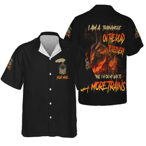 Railspirit Personalized Train Hawaiian Shirt I Am A Trainaholic On The Road To Recovery Just Kidding I'm On My Way To Get More Trains Shirt