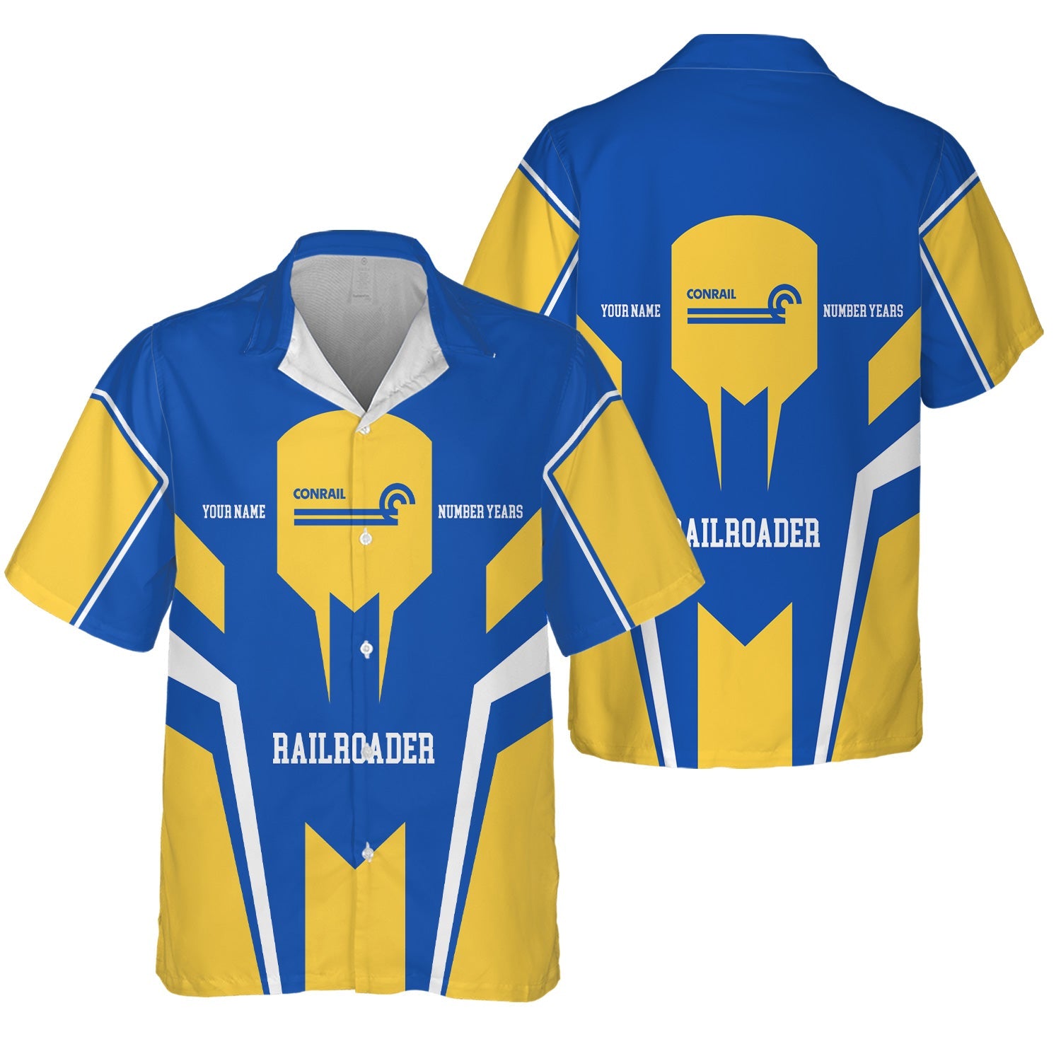 Railspirit Personalized Conrail Railroad Hawaiian Shirt Custom Year Railroader Shirt Gift Idea For Train Lover