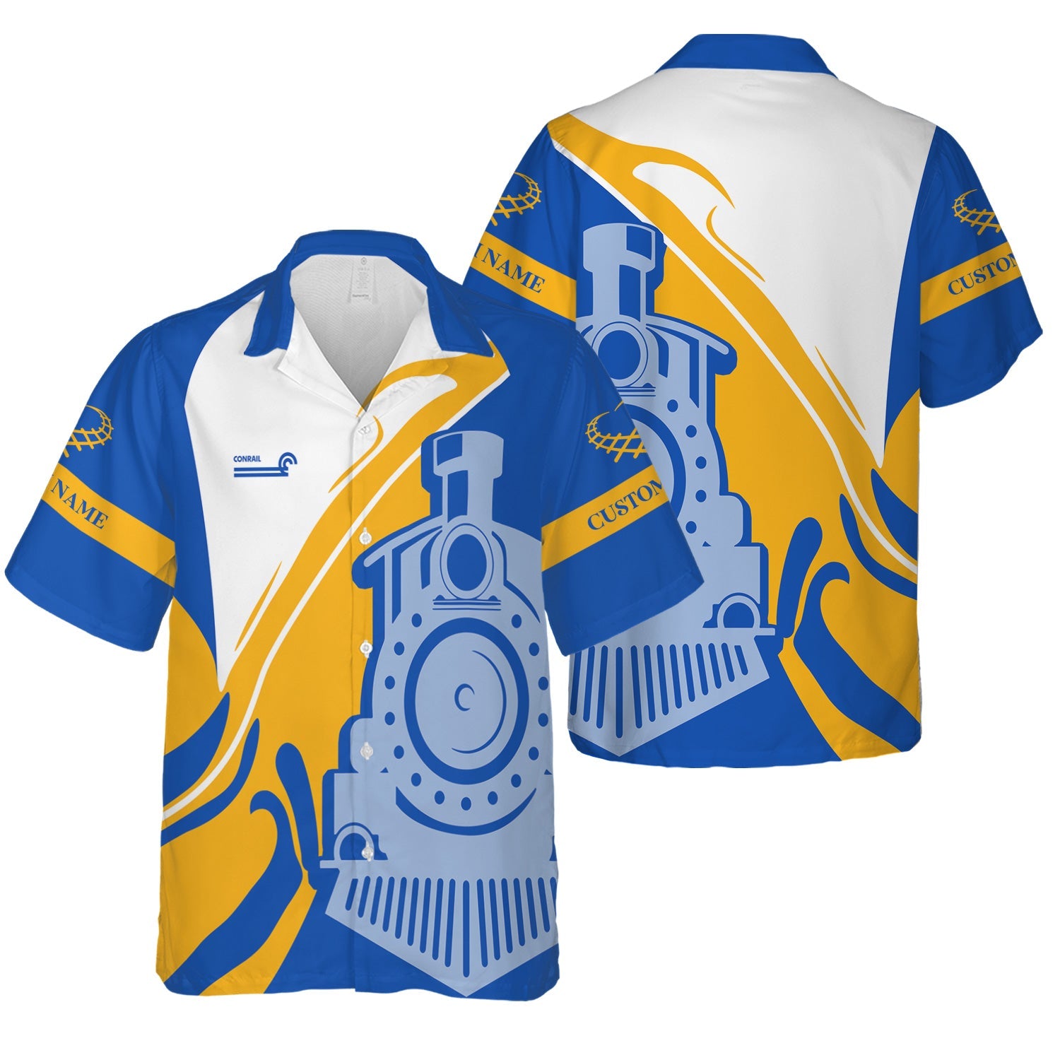 Railspirit Personalized Conrail Railroad Hawaiian Shirt Flame-Inspired Style Shirt Gift Idea For Train Lovers
