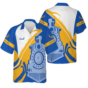 Railspirit Personalized Conrail Railroad Hawaiian Shirt Flame-Inspired Style Shirt Gift Idea For Train Lovers