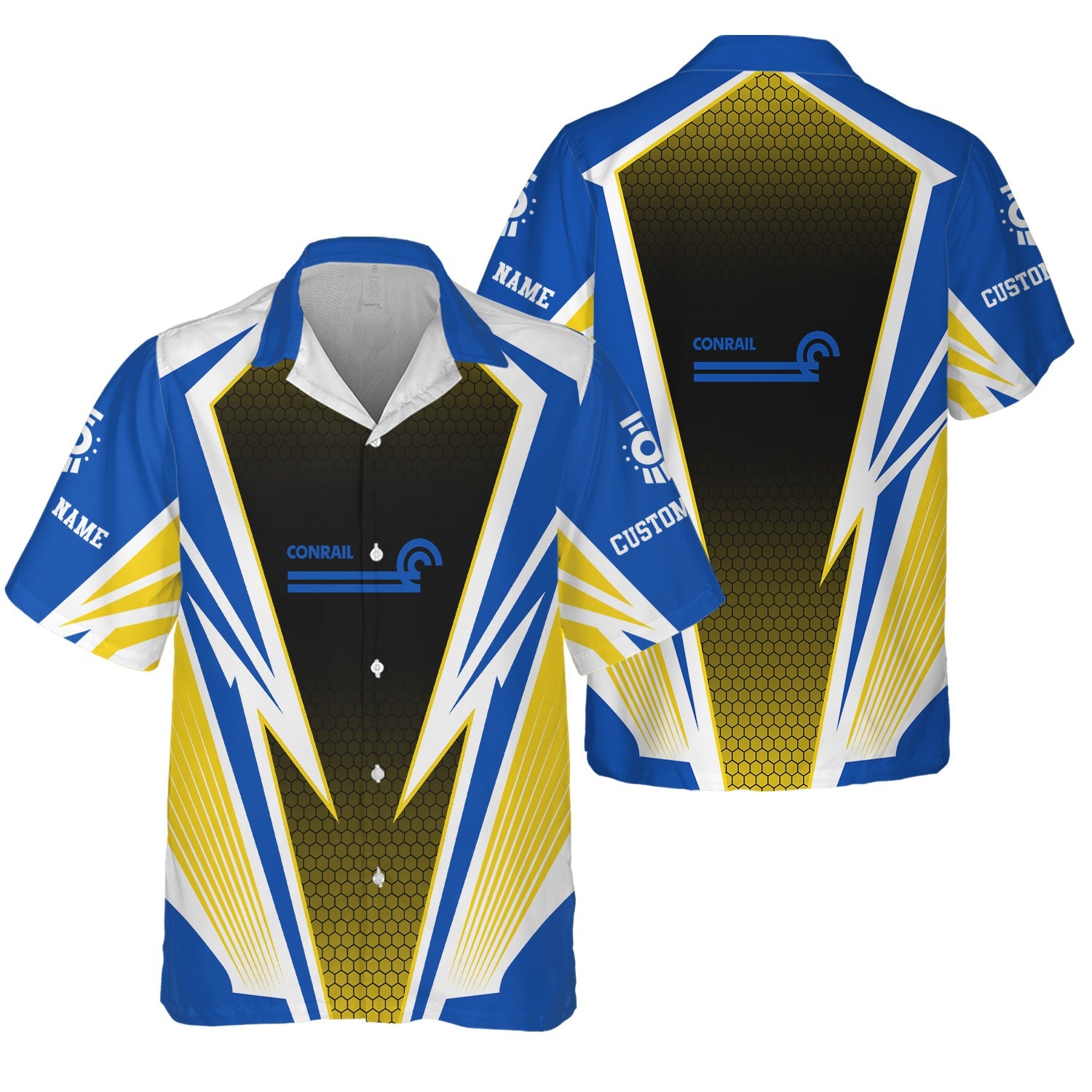 Railspirit Personalized Conrail Railroad Hawaiian Shirt Lightning Graphic Style Shirt Gift Idea For Train Lover