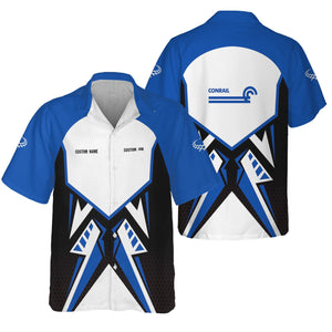Railspirit Personalized Conrail Railroad Hawaiian Shirt Vibriant Style with Custom Position Train Shirt