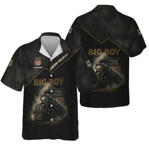 Railspirit Personalized Union Pacific Big Boy Train Hawaiian Shirt Vintage Steam Locomotive Shirt for Train Enthusiasts