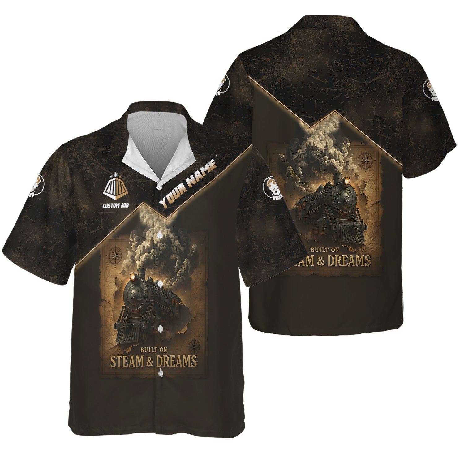 Railspirit Personalized Hawaiian Shirt Built on Steam and Dreams with Custom Position Vintage Train Shirt