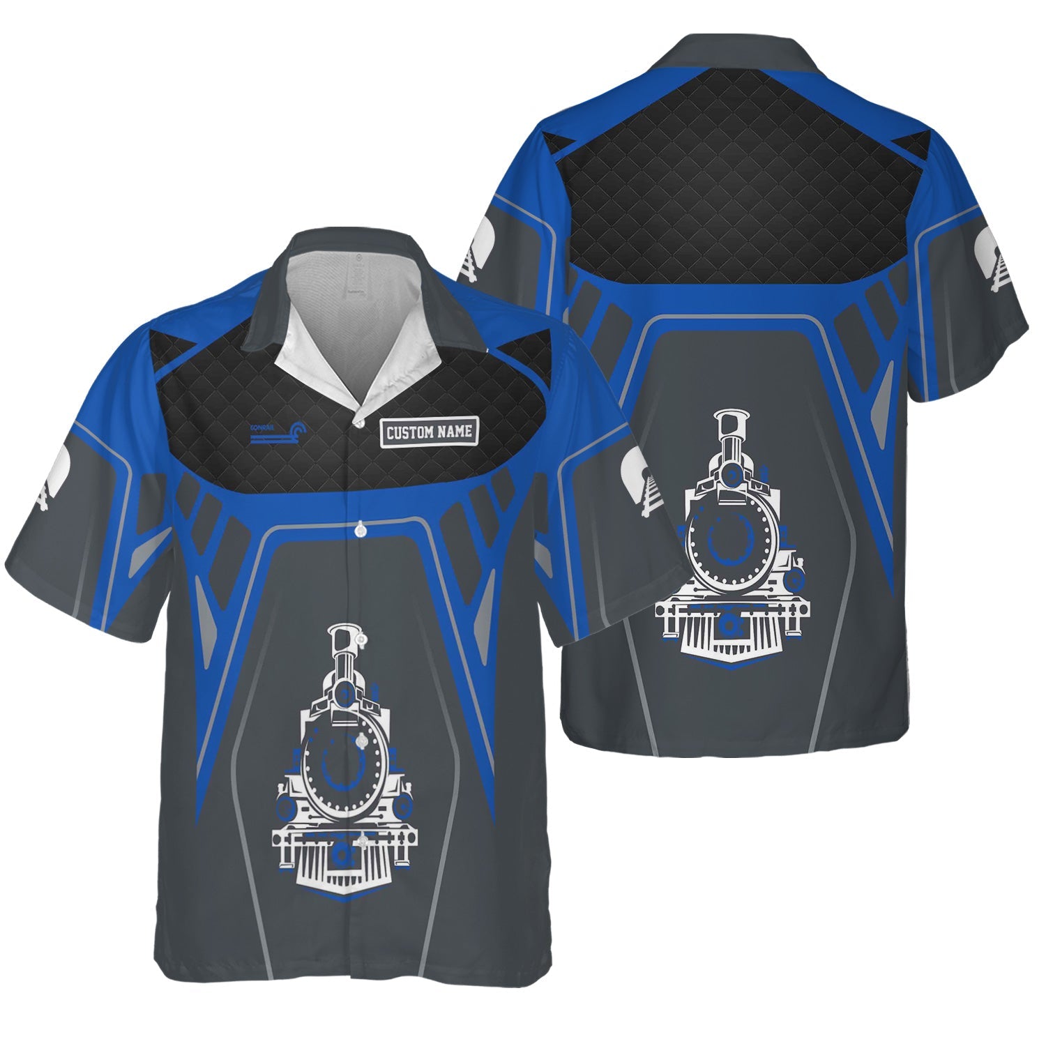 Railspirit Personalized Conrail Railroad Hawaiian Shirt Steam Locomotive Engine Graphic Train Shirt All Over Print