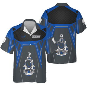 Railspirit Personalized Conrail Railroad Hawaiian Shirt Steam Locomotive Engine Graphic Train Shirt All Over Print